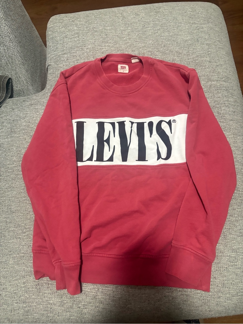 Levi's Men's Red Crewneck Sweatshirt with White Logo Panel